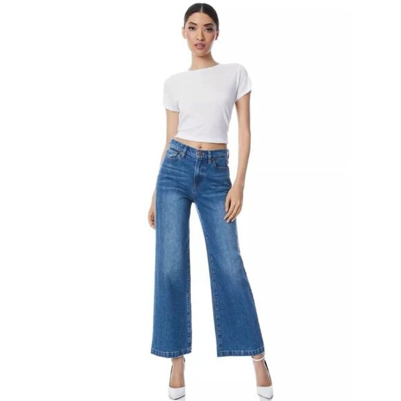 NWT Alice + Olivia Size 24 High Rise You Look Stunning Best Intentions Jeans - Picture 1 of 14